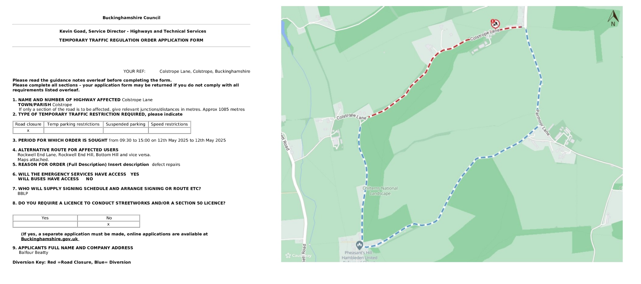 EMERGENCY Road Closure - Colstrope Lane