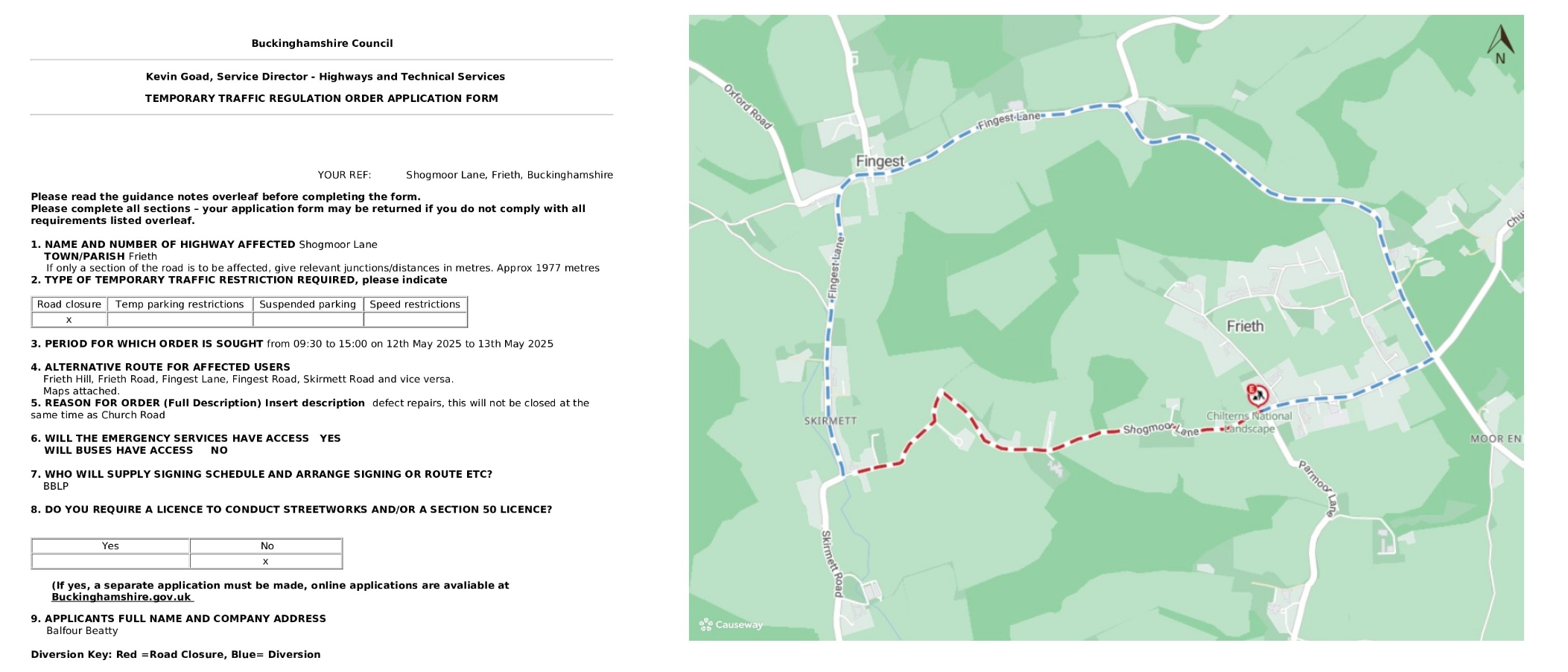 EMERGENCY Road Closure - Shogmoor Lane
