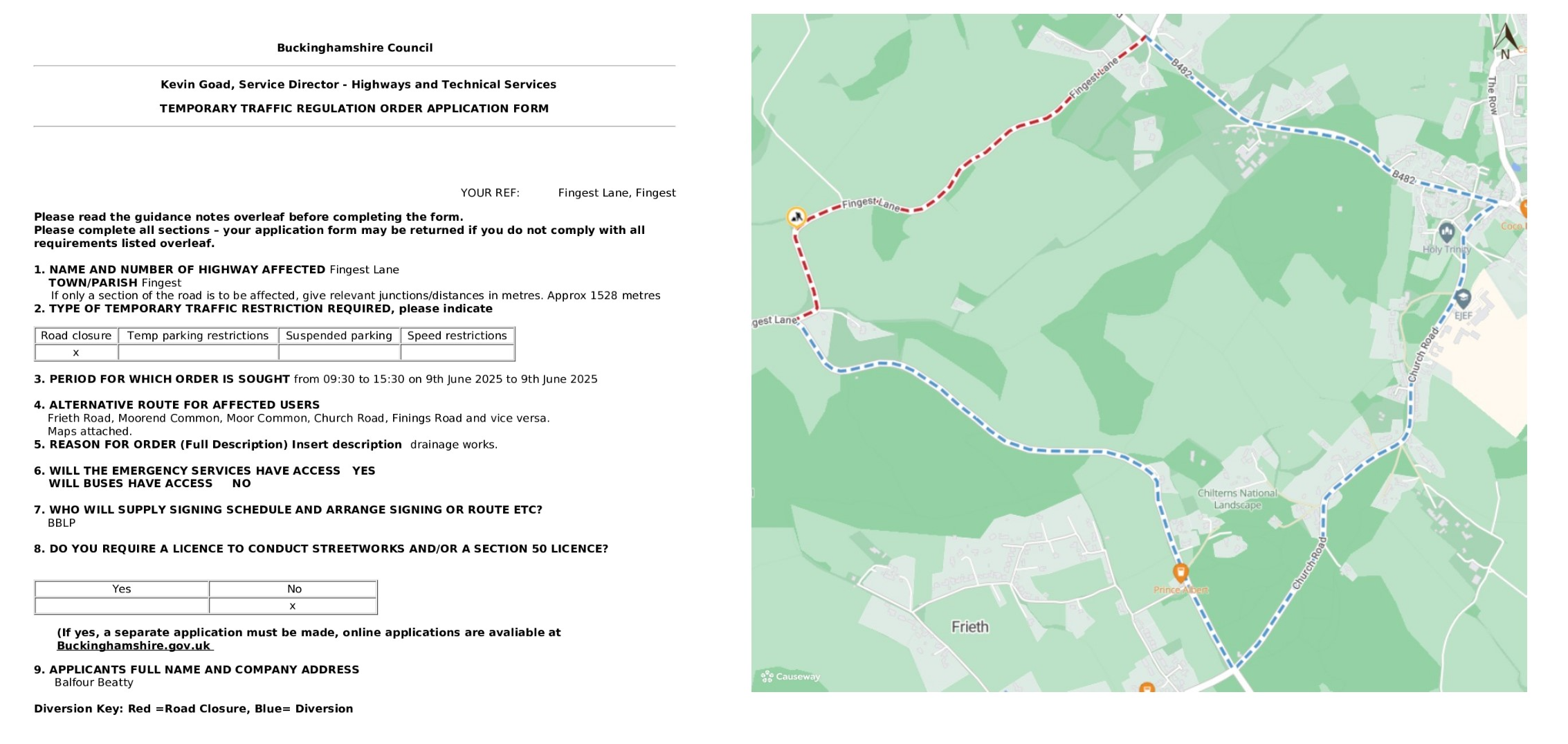 Road Closure - Fingest Lane, Fingest