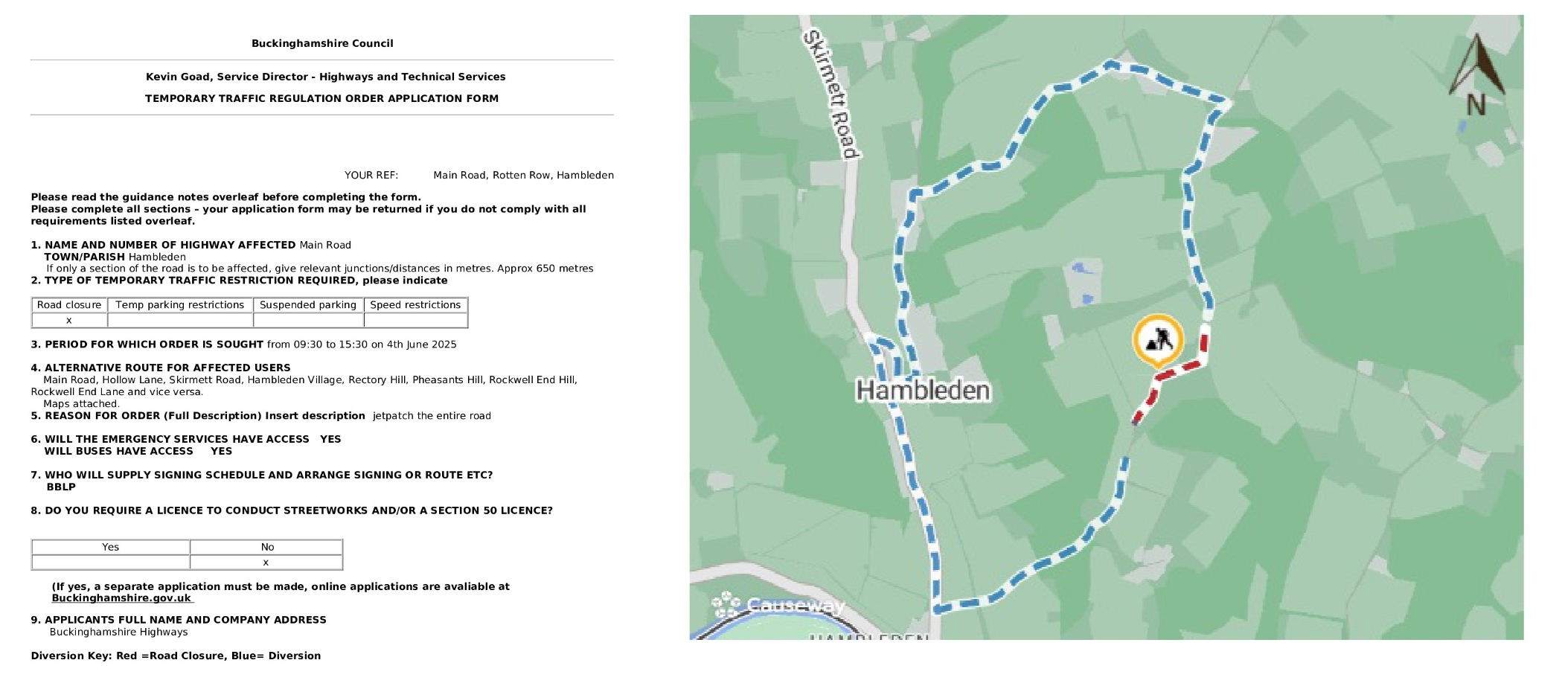EMERGENCY Road Closure - Main Road, Rotten Row