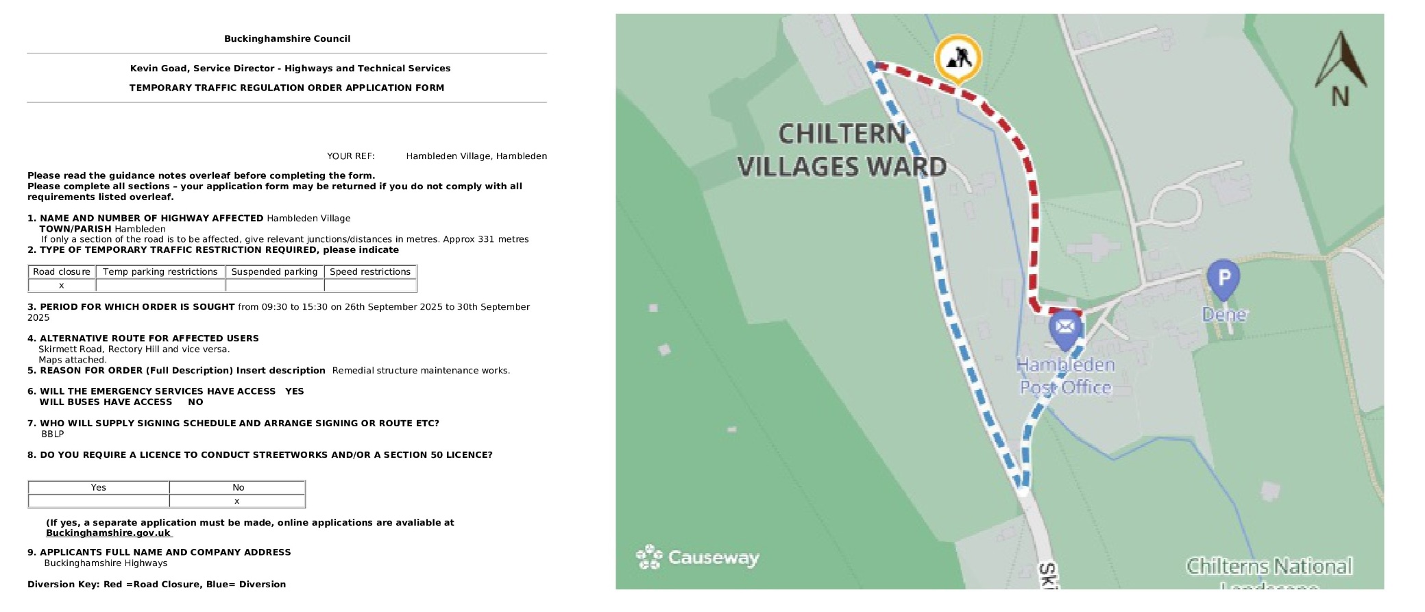Road Closure - Hambleden village, Hambleden