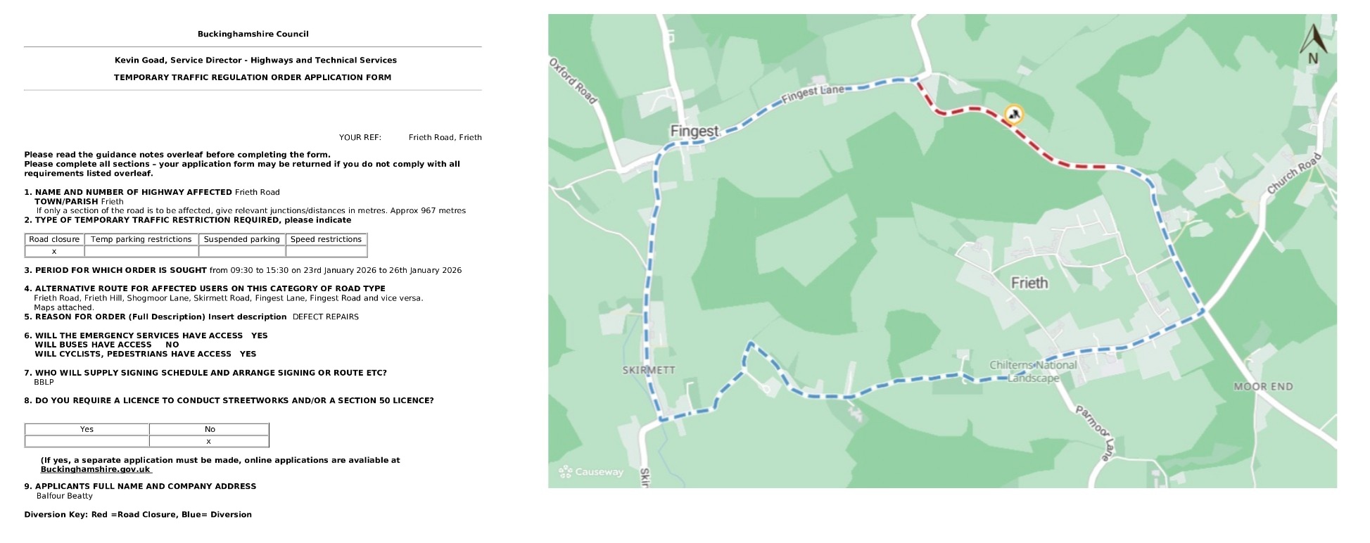 Road Closure - Frieth Road, Frieth