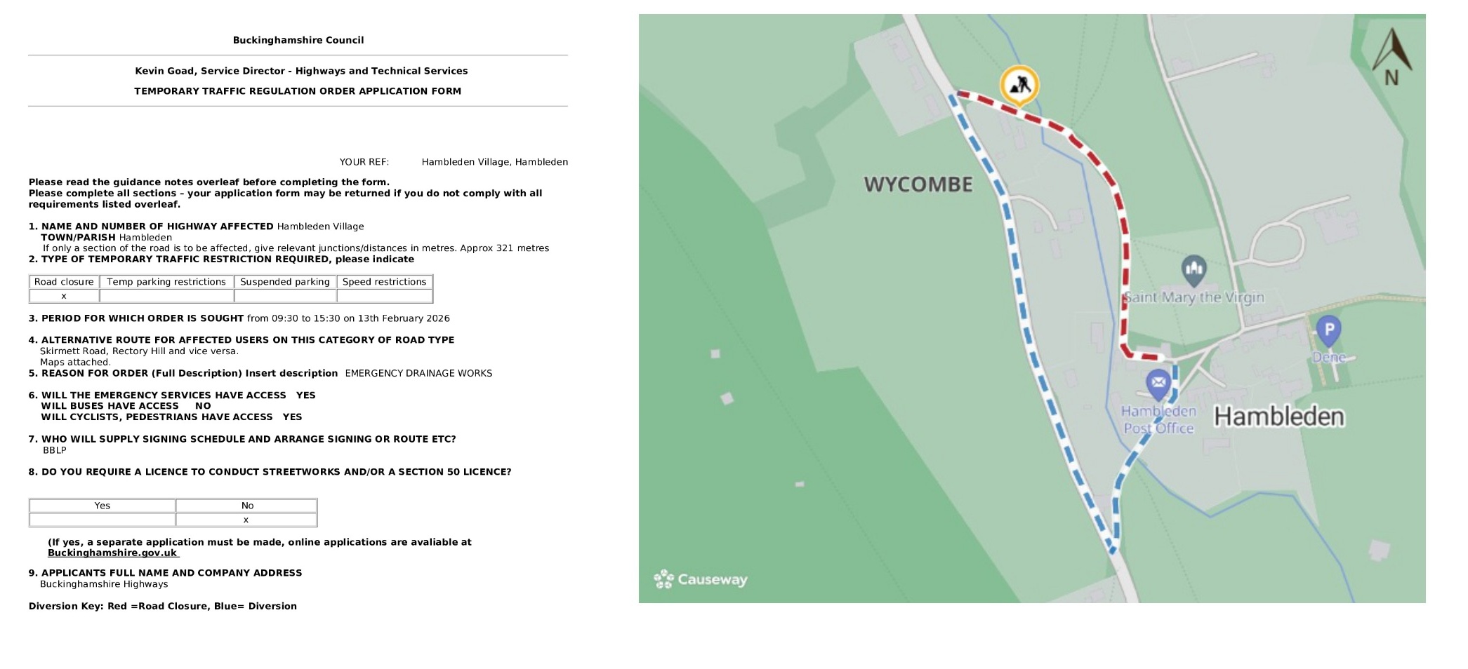 EMERGENCY Road Closure - Hambleden Village, Hambleden