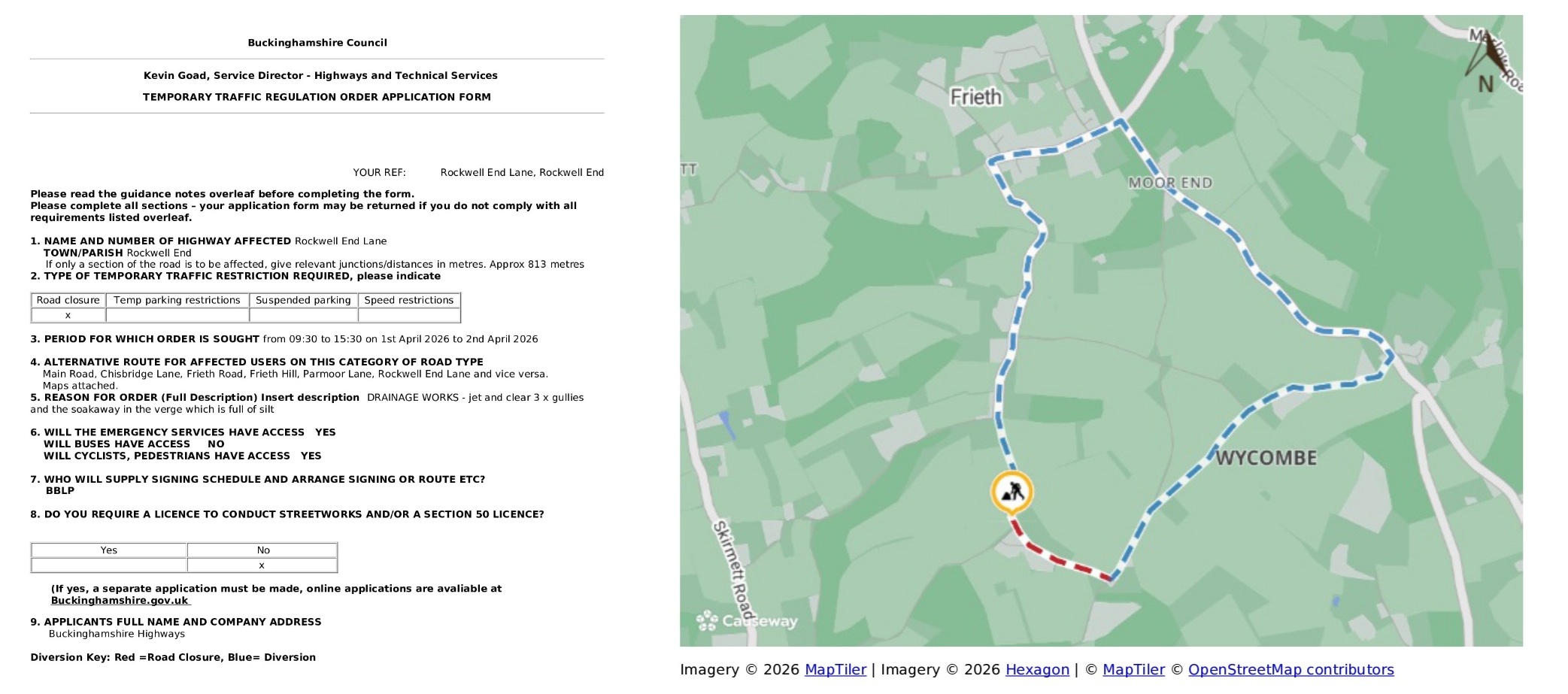 Road Closure - Rockwell End Lane, Rockwell End