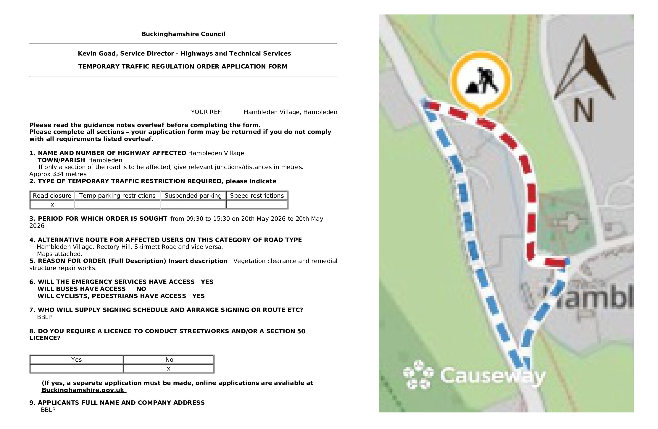Road Closure - Hambleden Village, Hambleden