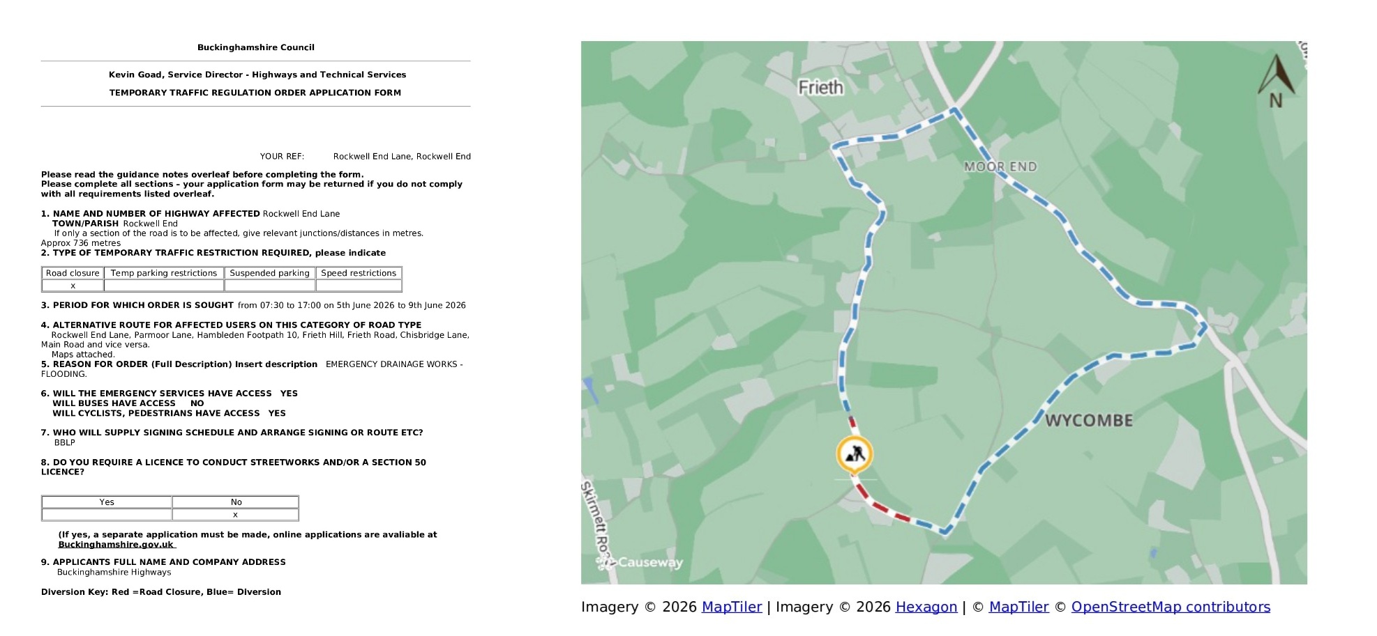 EMERGENCY Road Closure - Rockwell End Lane, Rockwell End