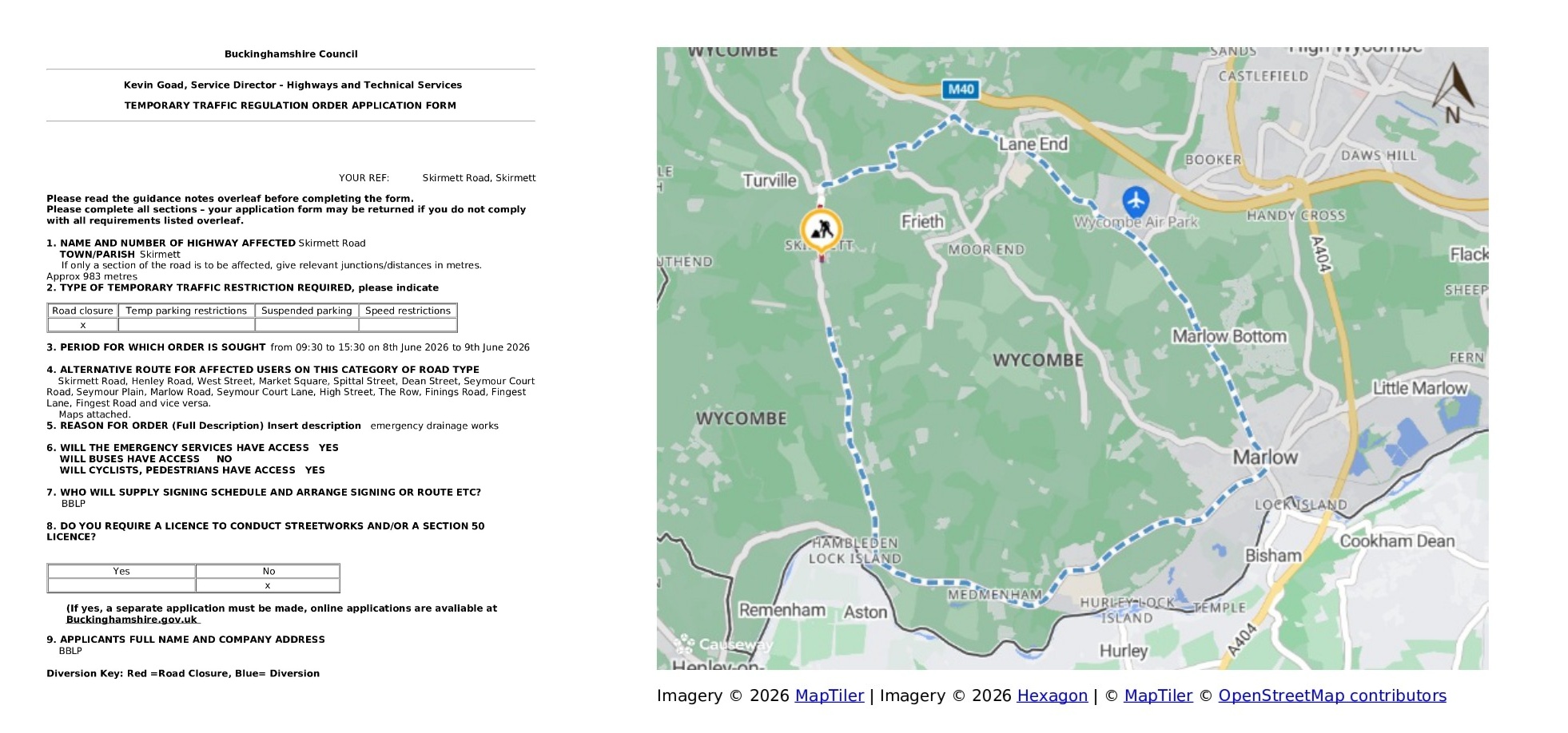 EMERGENCY Road Closure - Skirmett Road, Skirmett