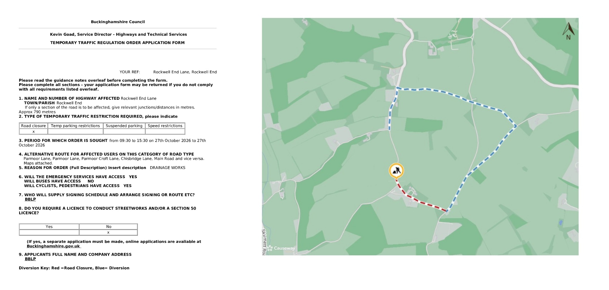 Road Closure - Rockwell End Lane, Rockwell End